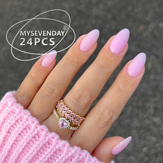 ZZ2001 Short nude glitter wearable nail tips light luxury style 24 pieces