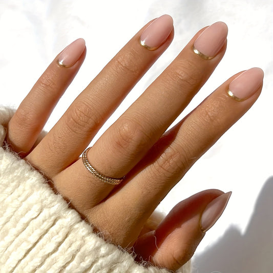 ZZ2003 Manicure wear nails gold bottom edge false nails extended removable