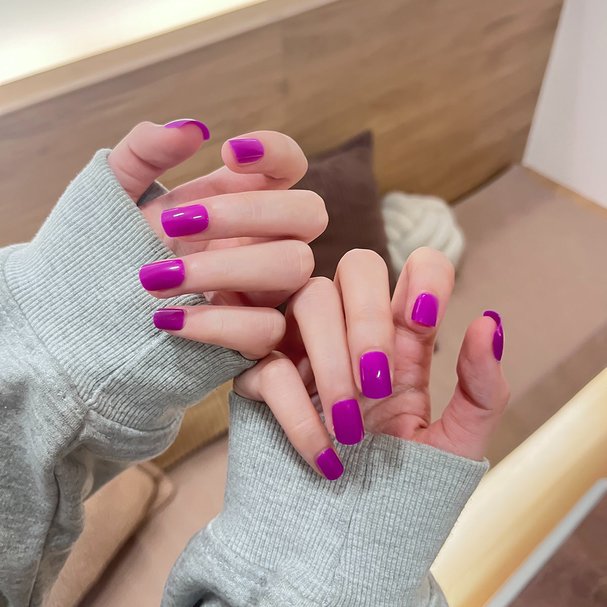 A1-15 Candy color nail art nail tips wearable short nail tips removable fake nail stickers