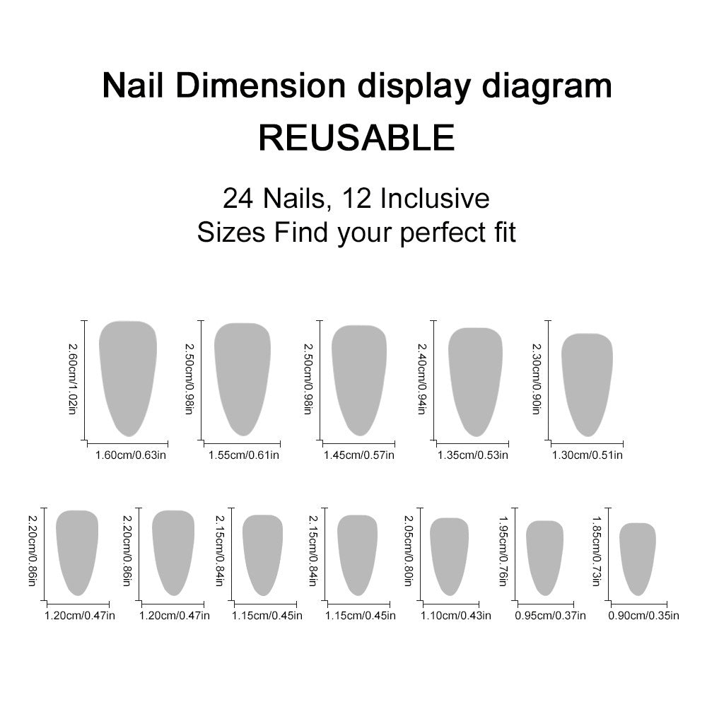 A1-6001 Almond wine red glossy detachable wearable nail stickers 24 pieces